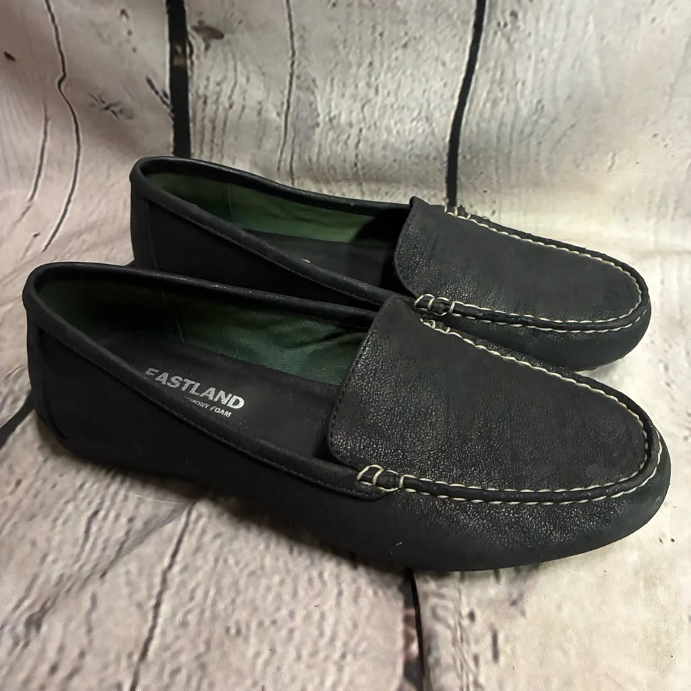 Eastland Women’s Courtney Black Leather Slip On Moc Driving Loafer Size‎ 7.5 GUC